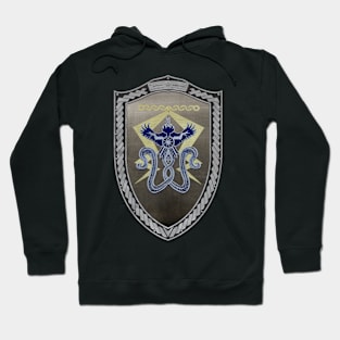 Stormfront (Shield moonsilver Celtic Rope on black leather) Hoodie